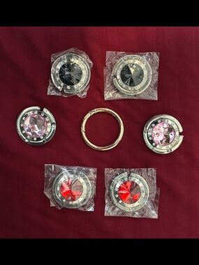 Bulk Jeweled Purse Travel Hooks : 6pc + 1pc Gold Free : New Production Samples
